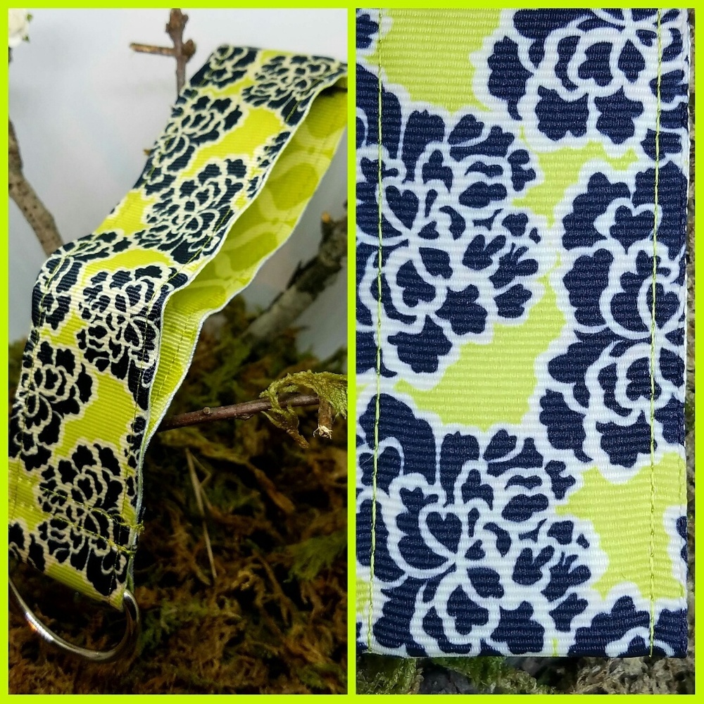 BUNDLE TO SAVE! Lime & Navy Floral Ribbon Keychain